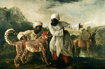 Cheetah with Two Indian Servants and a Deer George Stubbs
